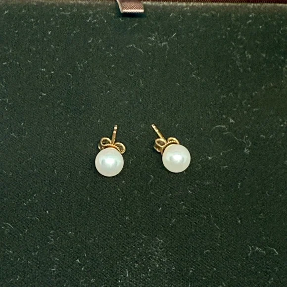 MIKIMOTO BLUE LAGOON PEARL EARRINGS 14K WOW - Picture 1 of 4